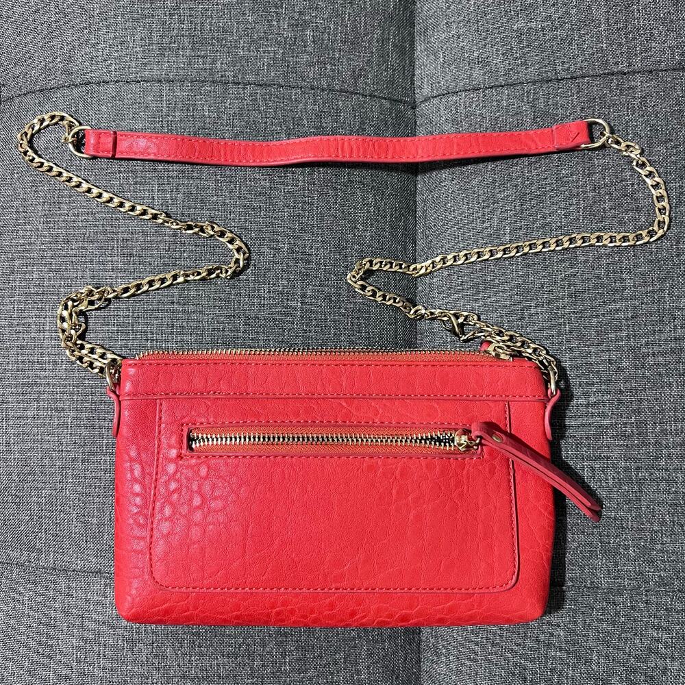 MMS Clutch Crossbody Purse Women Small Red Gold Chain Elegant Evening - Picture 2 of 12